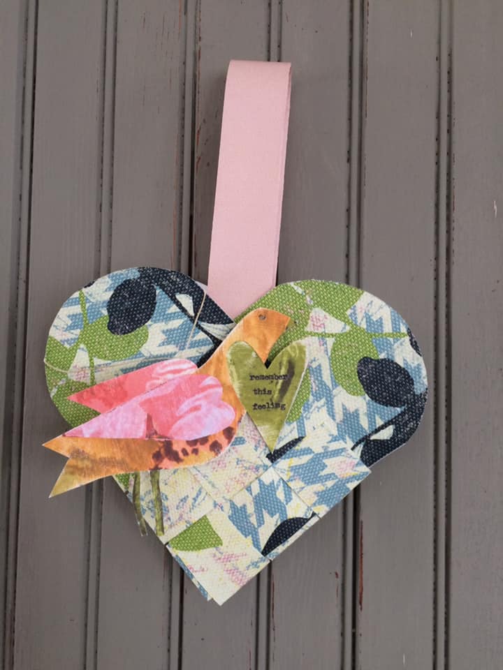 Woven Heart & Transfer Scrap Bird
